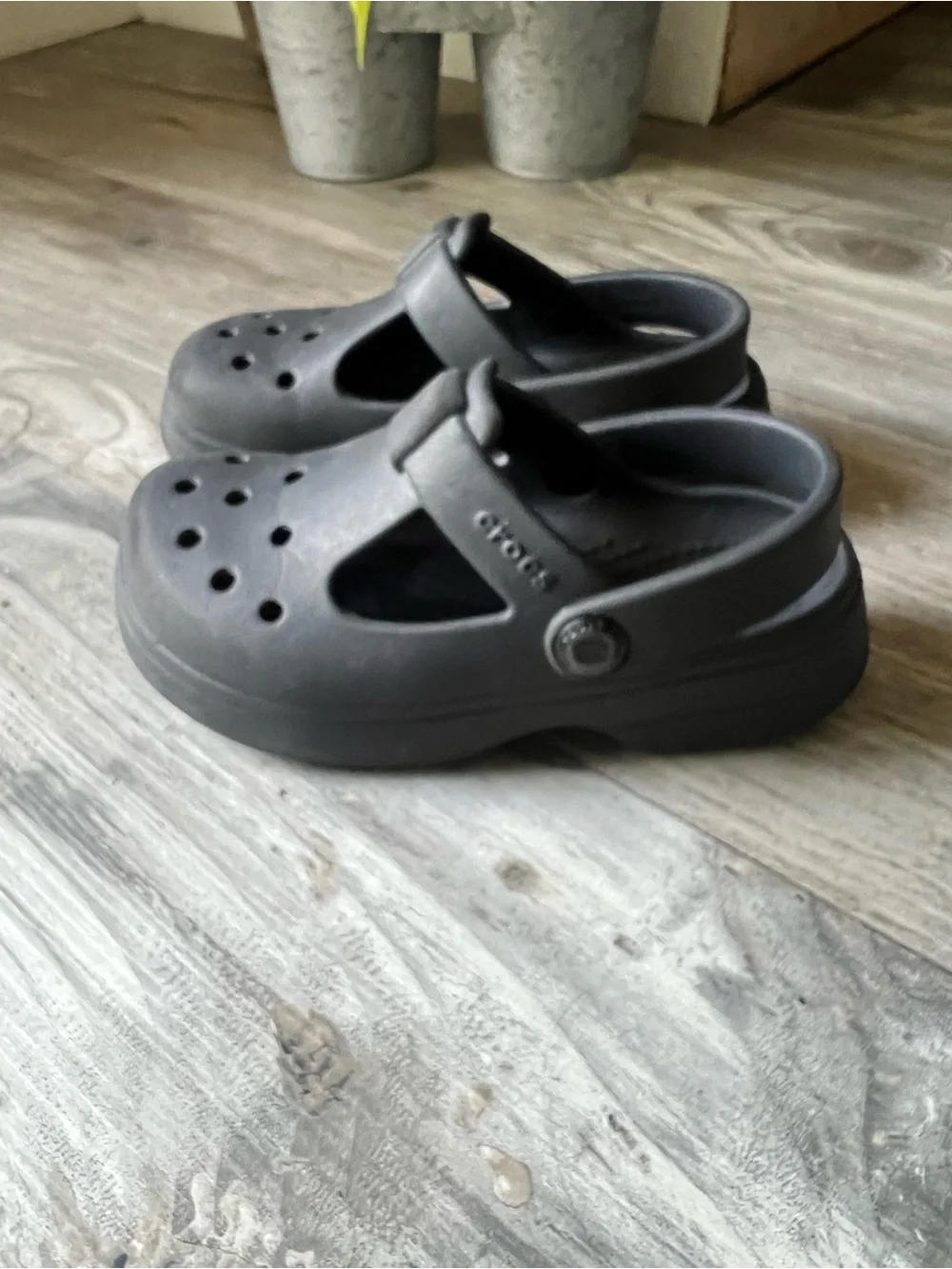 Kids Classic Crocs MaryJane Black Clogs